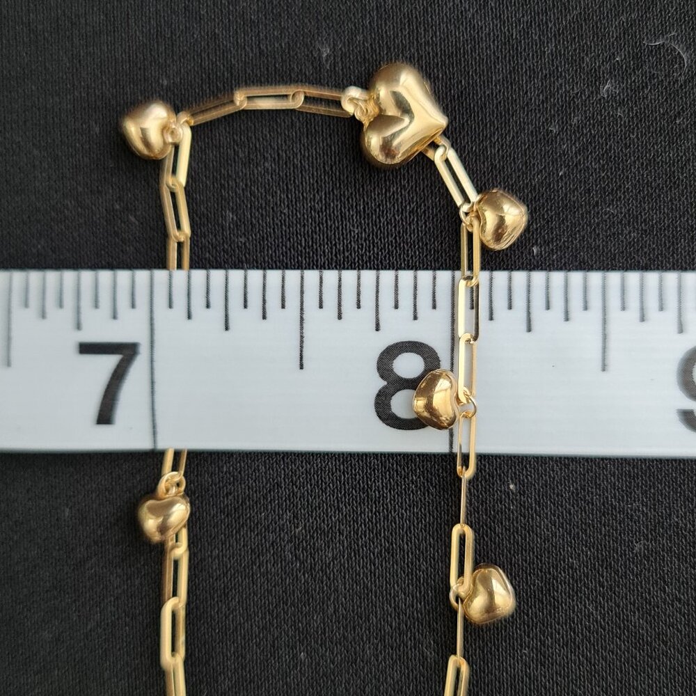 18k Bracelet with multiple small hearts charm - Picture 8 of 15